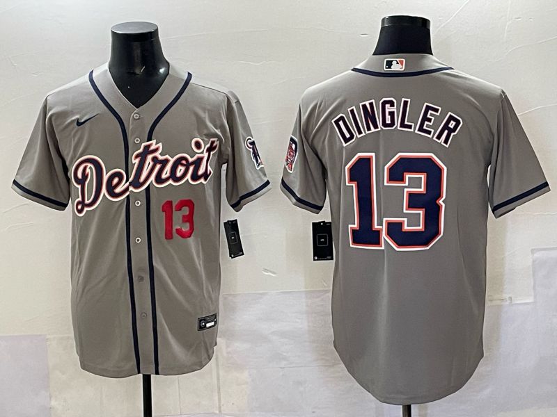 Men 2025 Detroit Tigers #13 Dingler Grey Nike MLB Jersey 02
